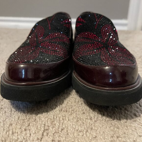 *SOLD*Donald Pliner Crystal Encrusted Loafers Burgundy Sz 7.5M Leather - Picture 8 of 10
